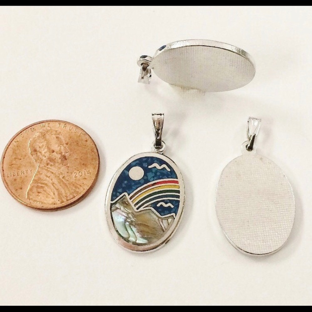 Abalone MOP Mountain Inlay Pendant - Picture 4 of 16